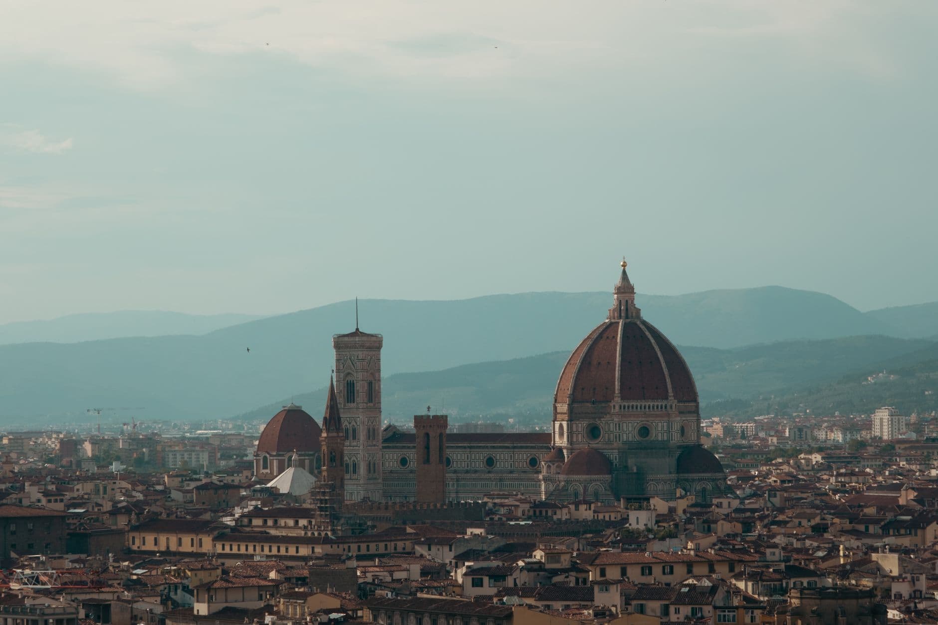 Florence Italy skyline with historic architecture and rolling hills