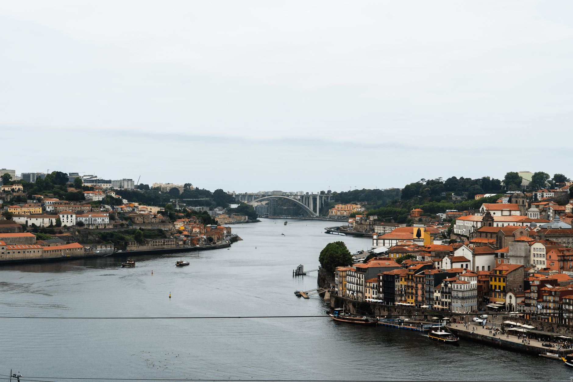 Porto Portugal port wine lodges along the Douro River at sunset