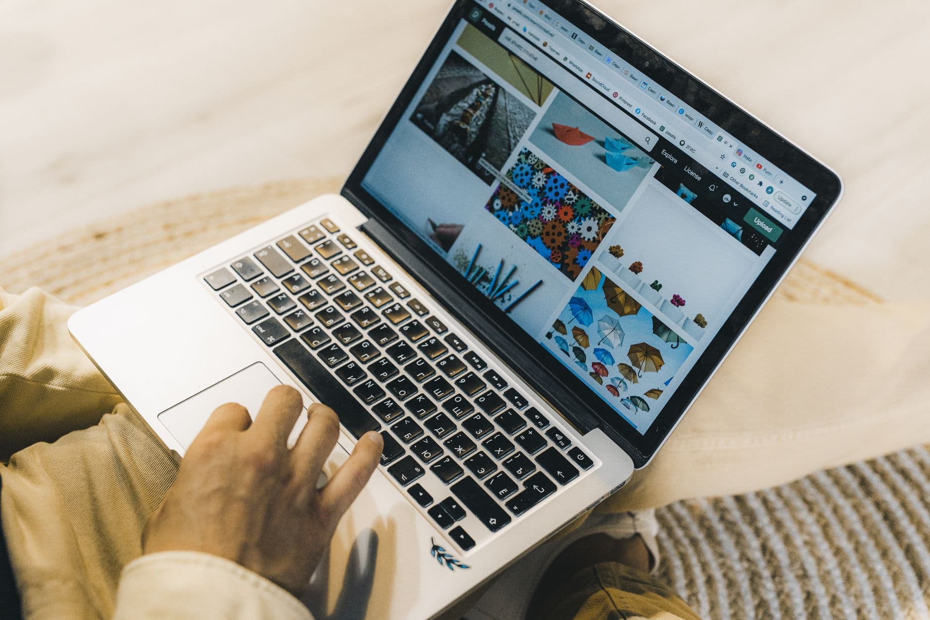 Laptop displaying flight comparison search results on booking website