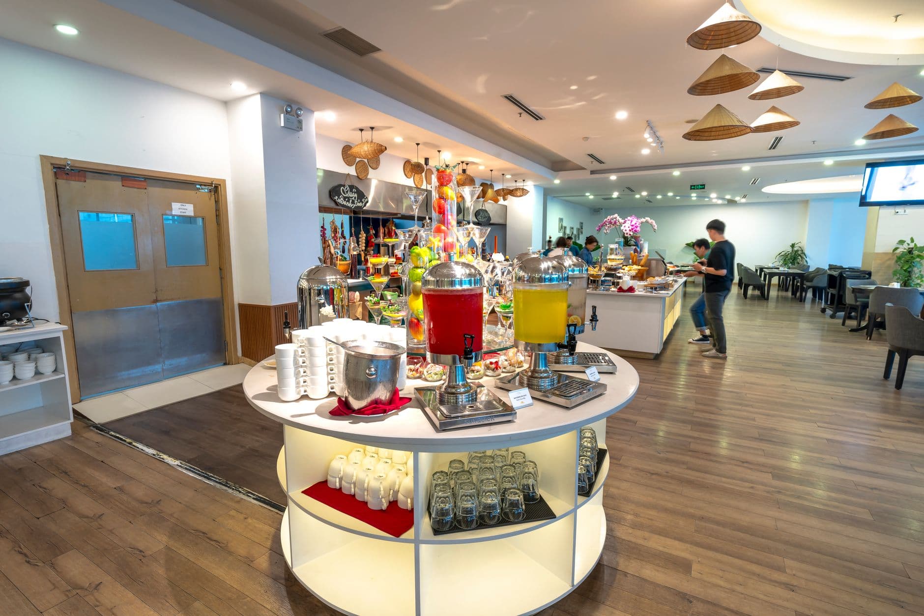 United Club buffet with hot food options